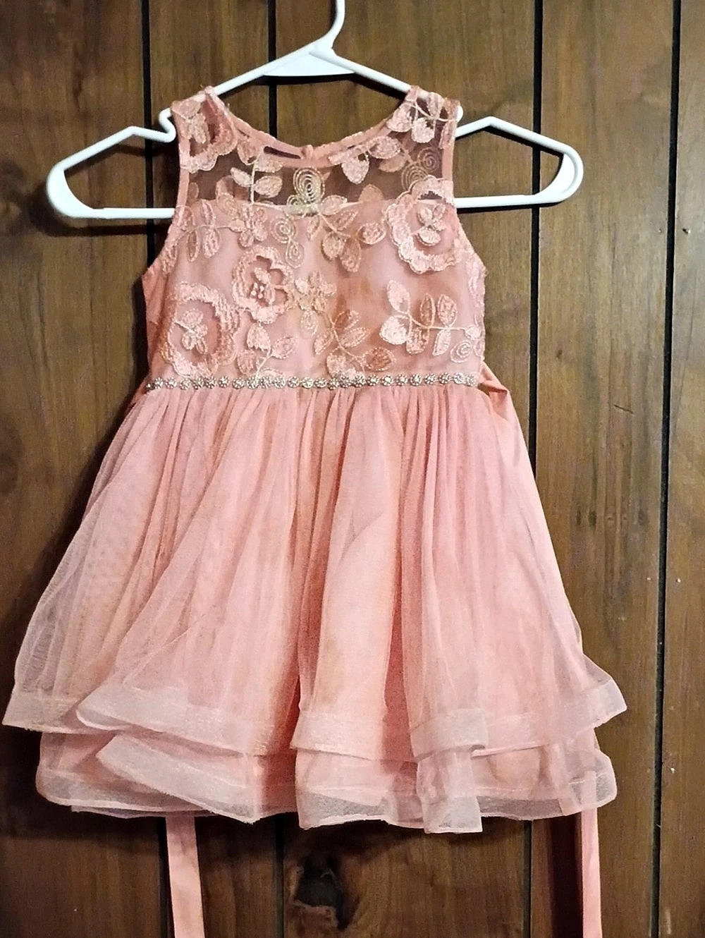 Girls Floral Tulle Party Dress in Pink